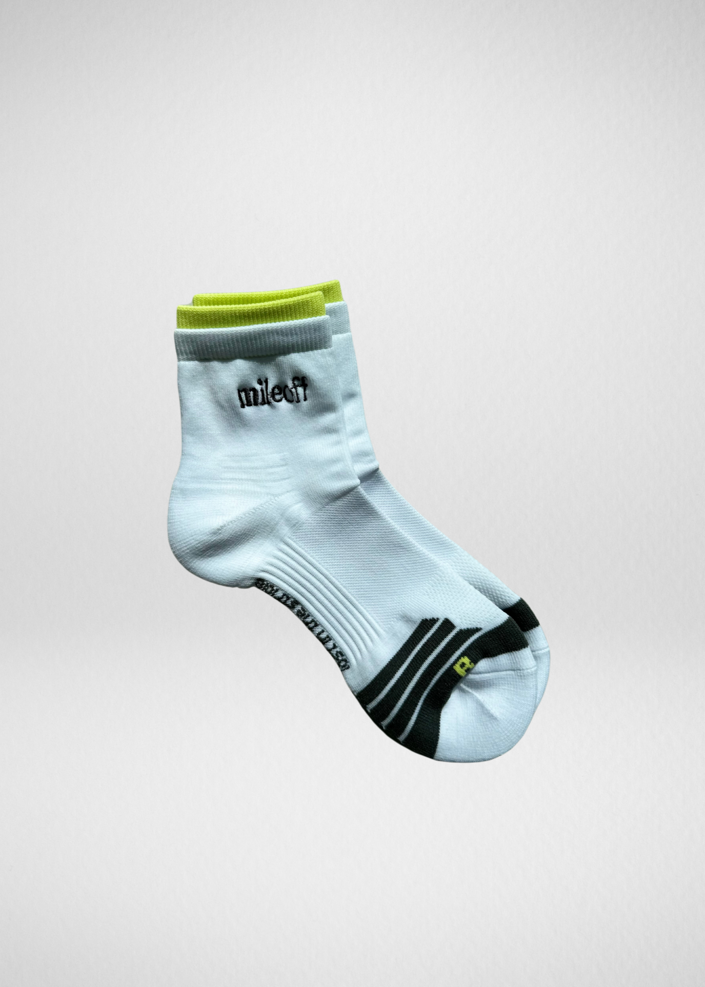 Double cuff lime green and white socks