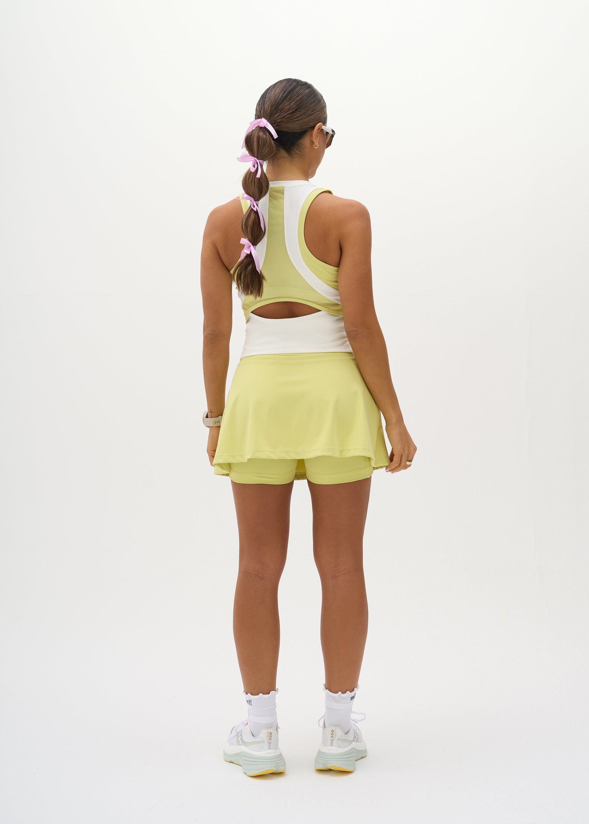 Run tank top in lime green back