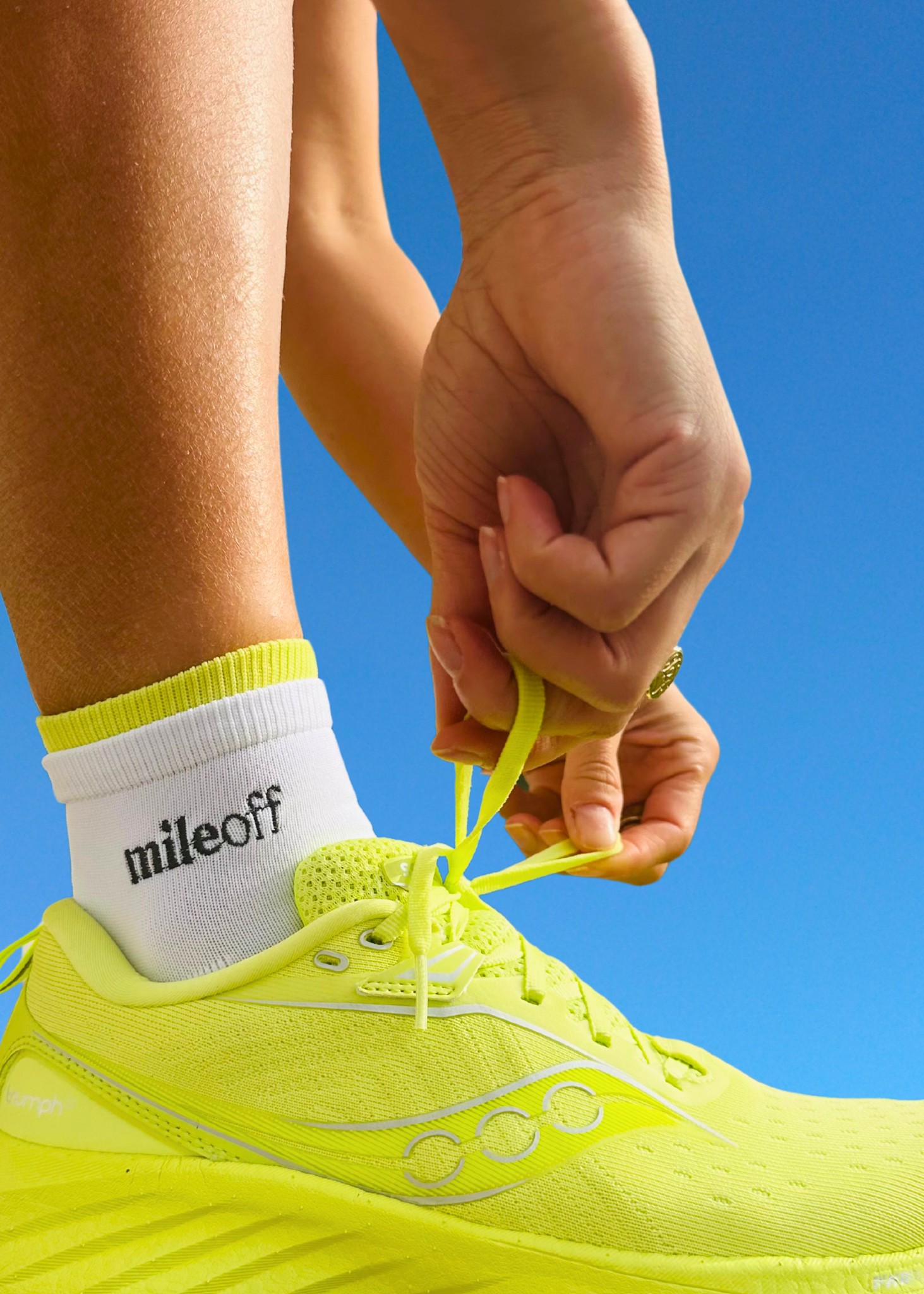 double cuff lime green sock